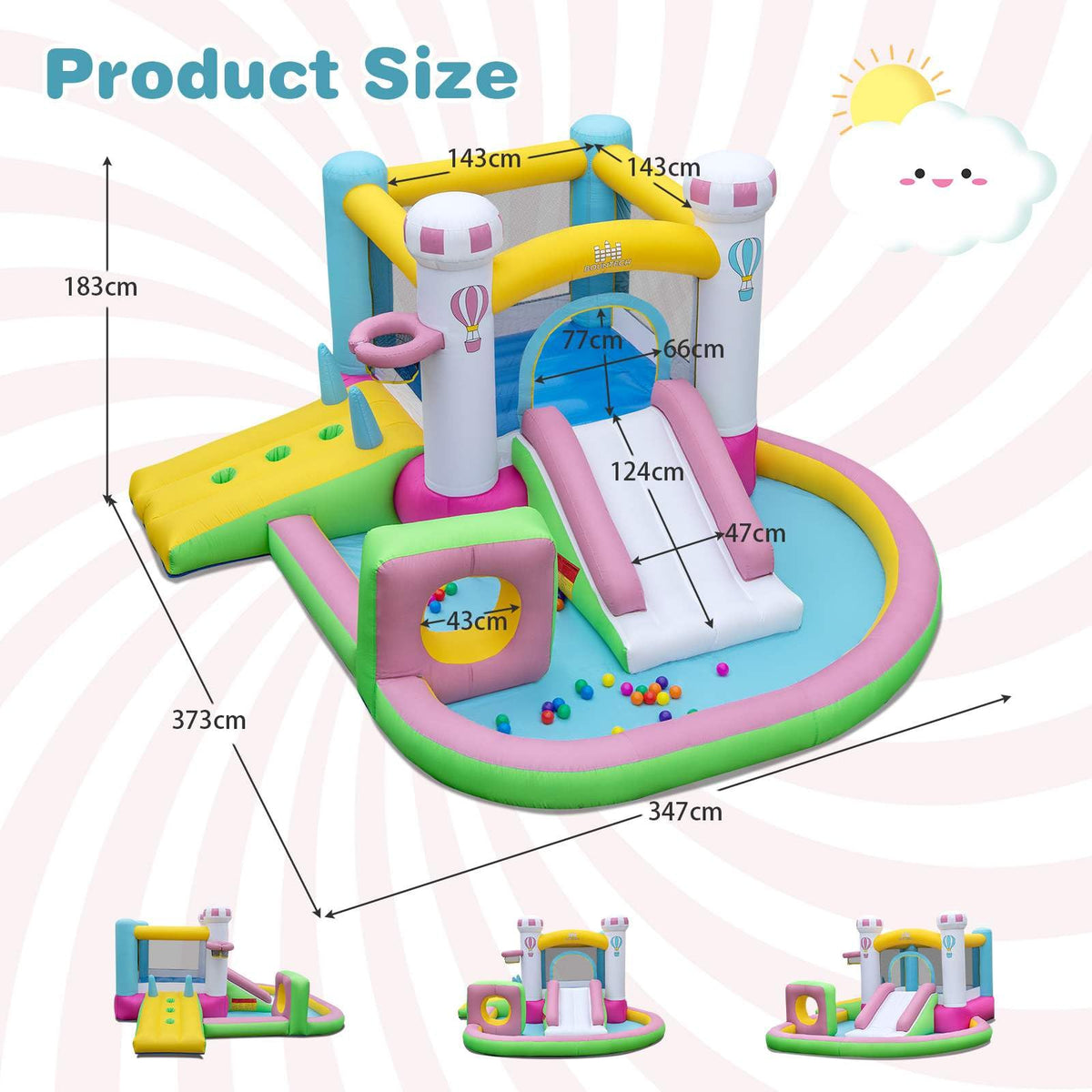 Inflatable Bounce House, Kids Jumping Castle w/Slide