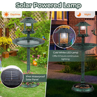 3-in-1 Outdoor Solar Lighted Bird Bath with Flower Planter Base