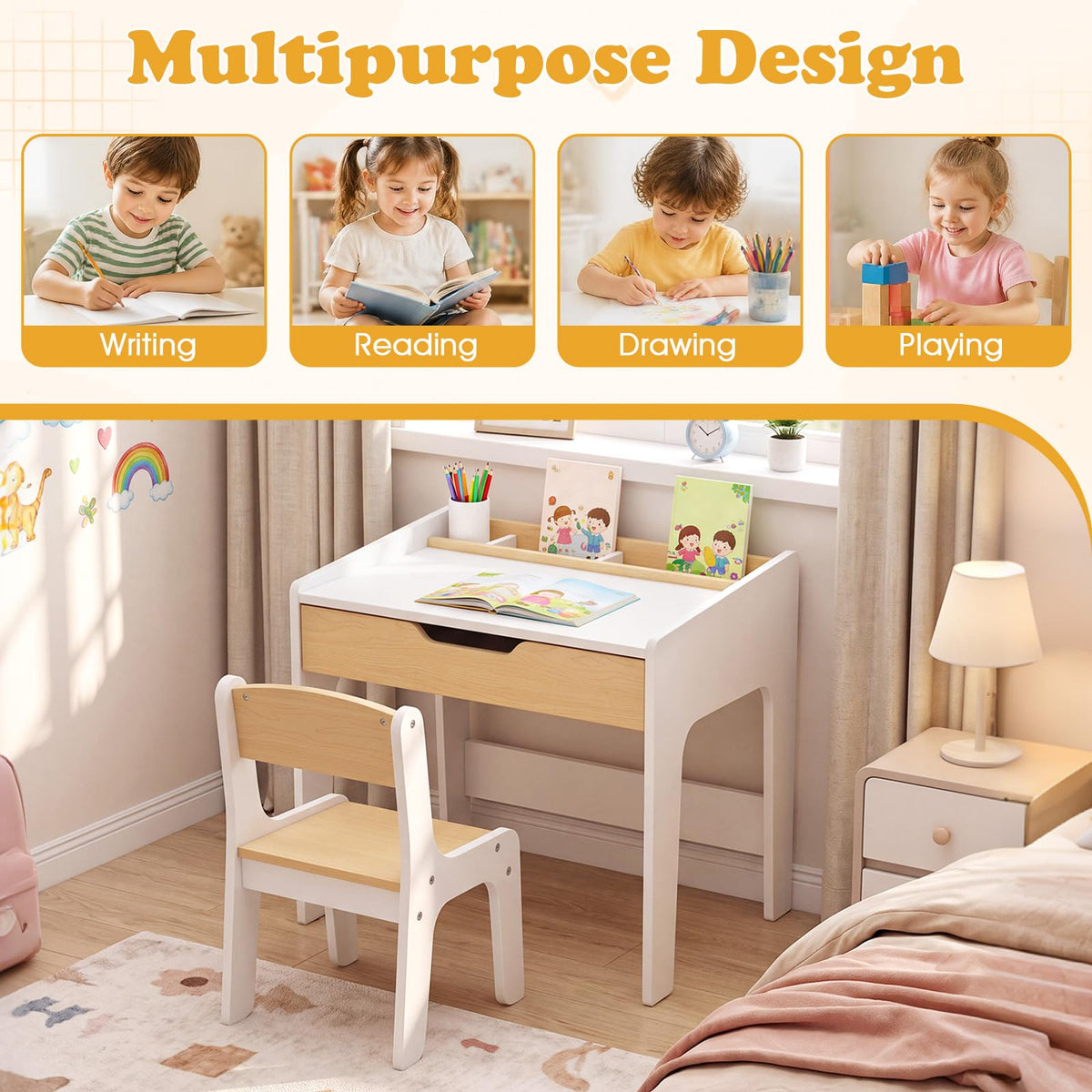 Children Writing Workstation for Boys Girls Ages 3+ for Reading Drawing Playing