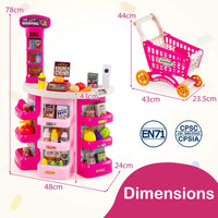 76PCS Supermarket Playset, Kids Pretend Play Grocery Store Set with Shopping Cart