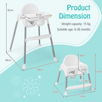 Baby High Chair, 4-in-1 Convertible Baby Highchair w/Removable 2-Psosition Double Tray