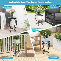 Porch Plant Stand Side Table 35cm with Ceramic Tile