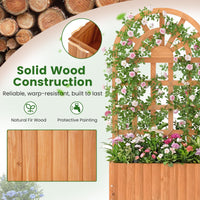 Wooden Raised Garden Bed with Trellis, 121/182 cm Outdoor Planter Box w/Privacy Screen