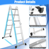Giantex 7-in-1 12 Ft Folding Ladder, Multi Position Aluminium Extension Ladder