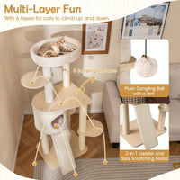 143 CM Tall Cat Tree with Sisal Scratching Posts and Condo