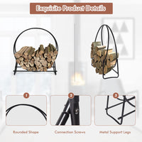 40-Inch Firewood Rack, Tubular Log Hoop for Indoor & Outdoor Use