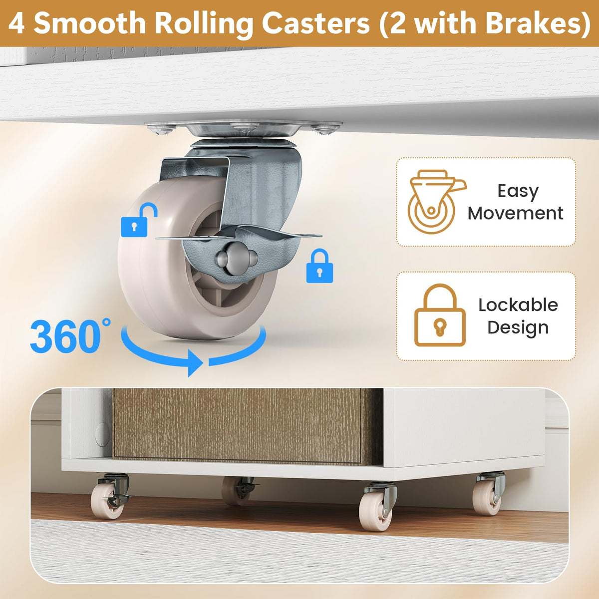 Craft Storage Cart with Mobile Drawers Shelves for Living Room