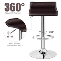 2Pcs Bar Stools, Pub Swivel Barstool, Height Adjustable Square Pub Chairs, Counter Height Bar Chair W/PU Leather & Footrest