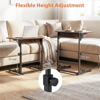 Giantex Folding C-Shaped End Table, Height Adjustable Sofa Side Table
