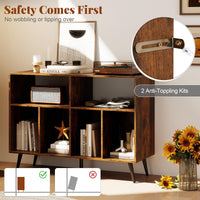 3-Tier Record Player Stand with Vinyl Storage Shelves and 5 Metal Legs for Living Room