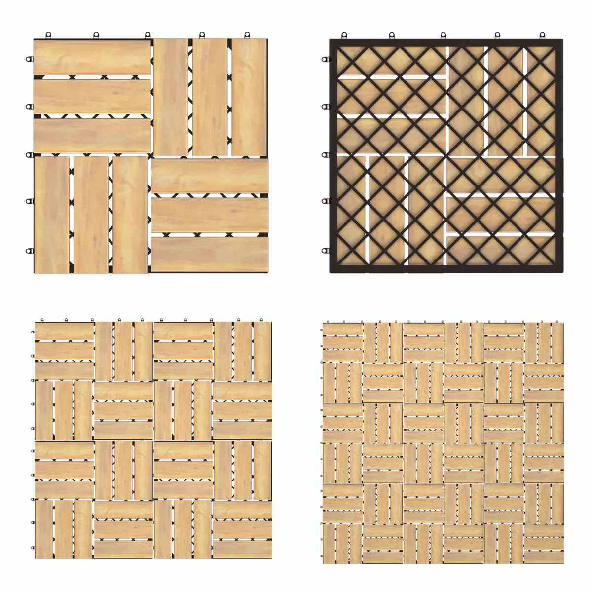 27 Pieces Acacia Wood Interlocking Patio Deck Tile Indoor Outdoor