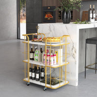 Giantex Gold Bar Cart, Home Island Service Cart, 3 Tier Storage Shelves