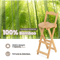 Giantex Folding Bamboo Bar Stools with Backrests