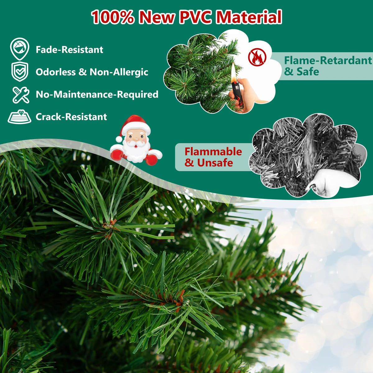 125CM Pre-Lit Potted Christmas Tree with 100 LED Lights