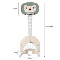 3-In-1 Children's Playground with Height-Adjustable Basketball Stand