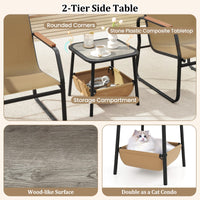 3-Piece Bistro Set, Patio Chairs & Side Table w/Storage Basket, Breathable Mesh Fabric