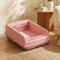 Semi-auto Open-top Cat Litter Box with High Side, Splash-Proof Cat Toilet