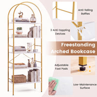 GIANTEX 5-Tier Arched Bookcase with Open Wooden Shelves