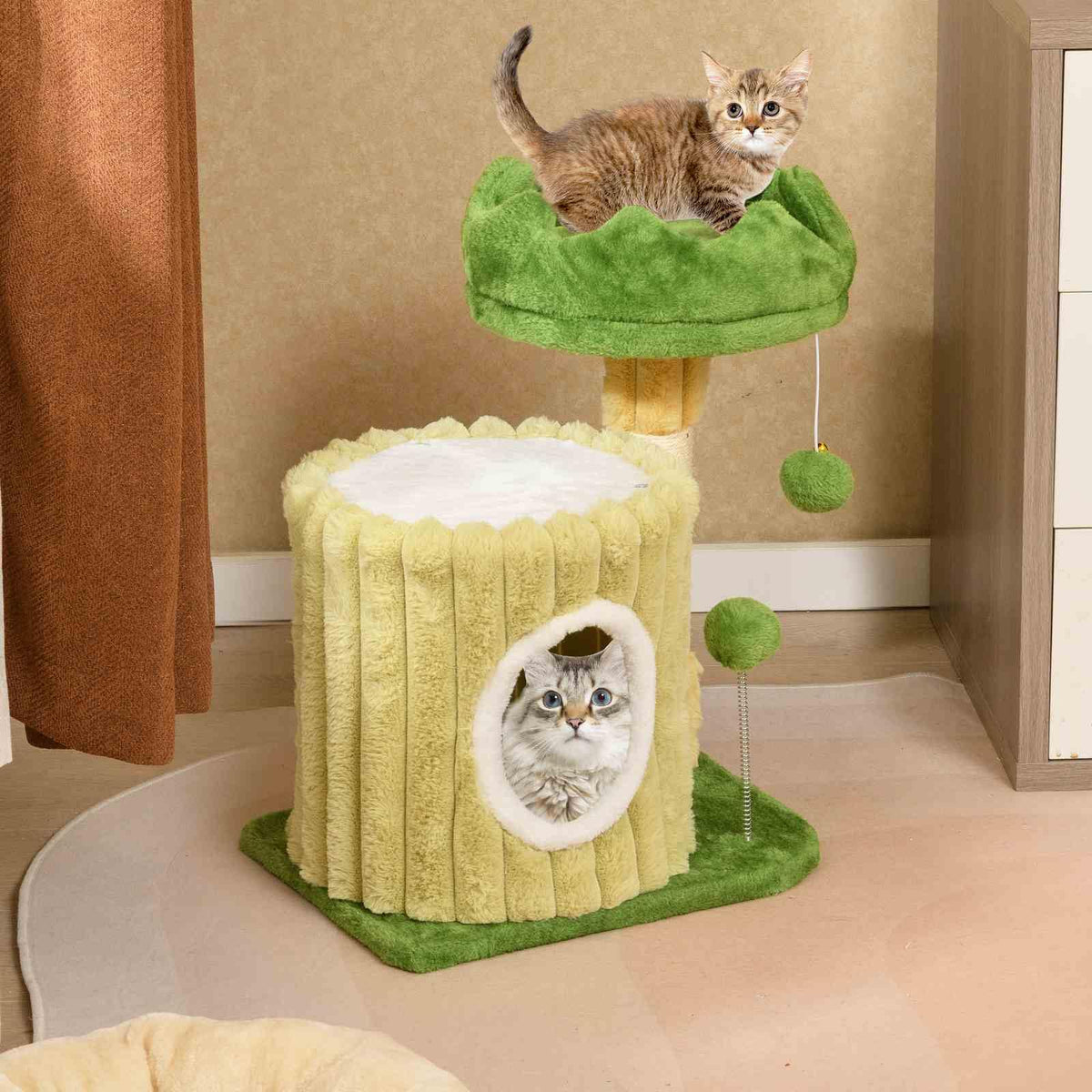 Cute Cat Tree Indoor Versatile Cat Play House Cat Tower w/Sisal Scratching Posts