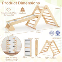3-in-1 Pikler Triangle Climbing Set with Dual-Side Ramp and Adjustable Climbing Triangle