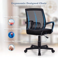 Giantex Mesh Office Chair, Ergonomic Mid-Back Computer Chair w/Large Size Seat, Black