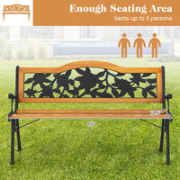 Giantex Outdoor Bench with Slatted Seat, Curved Armrests