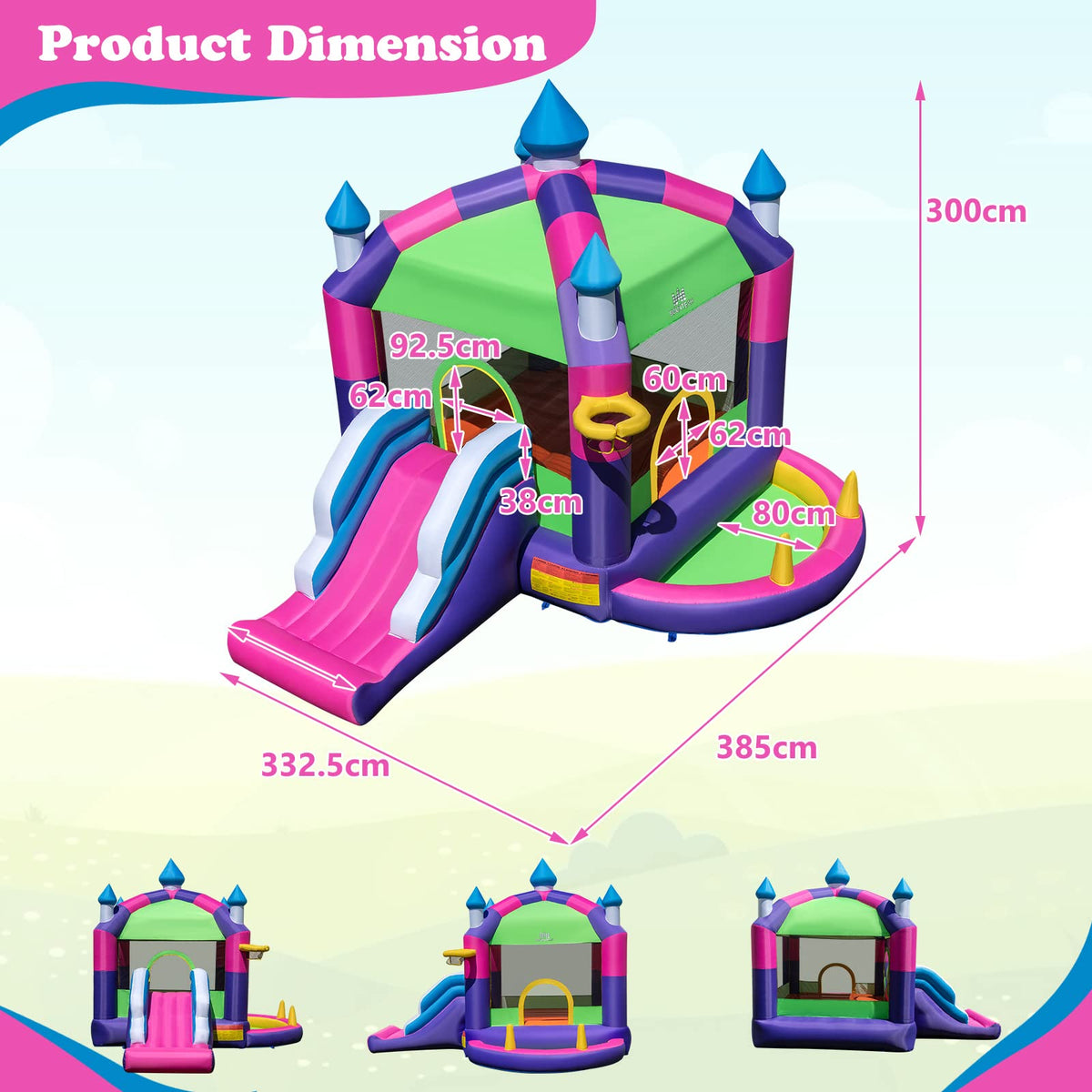 5-in-1 Inflatable Bounce Castle with Sun Roof (without Blower & Balls)