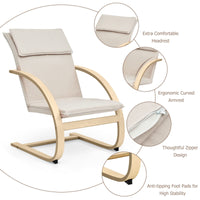 Giantex Bentwood Armchair Lounge Chair Ergonomic Upholstered Seat