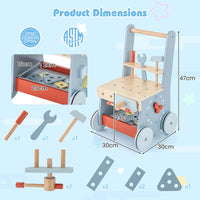 2-in-1 Wooden Baby Push Walker with Multi-Activity Center