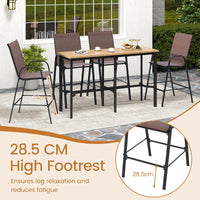 Outdoor Bar Stools Set of 2, 74 cm Fabric Bar Height Stools with Armrests