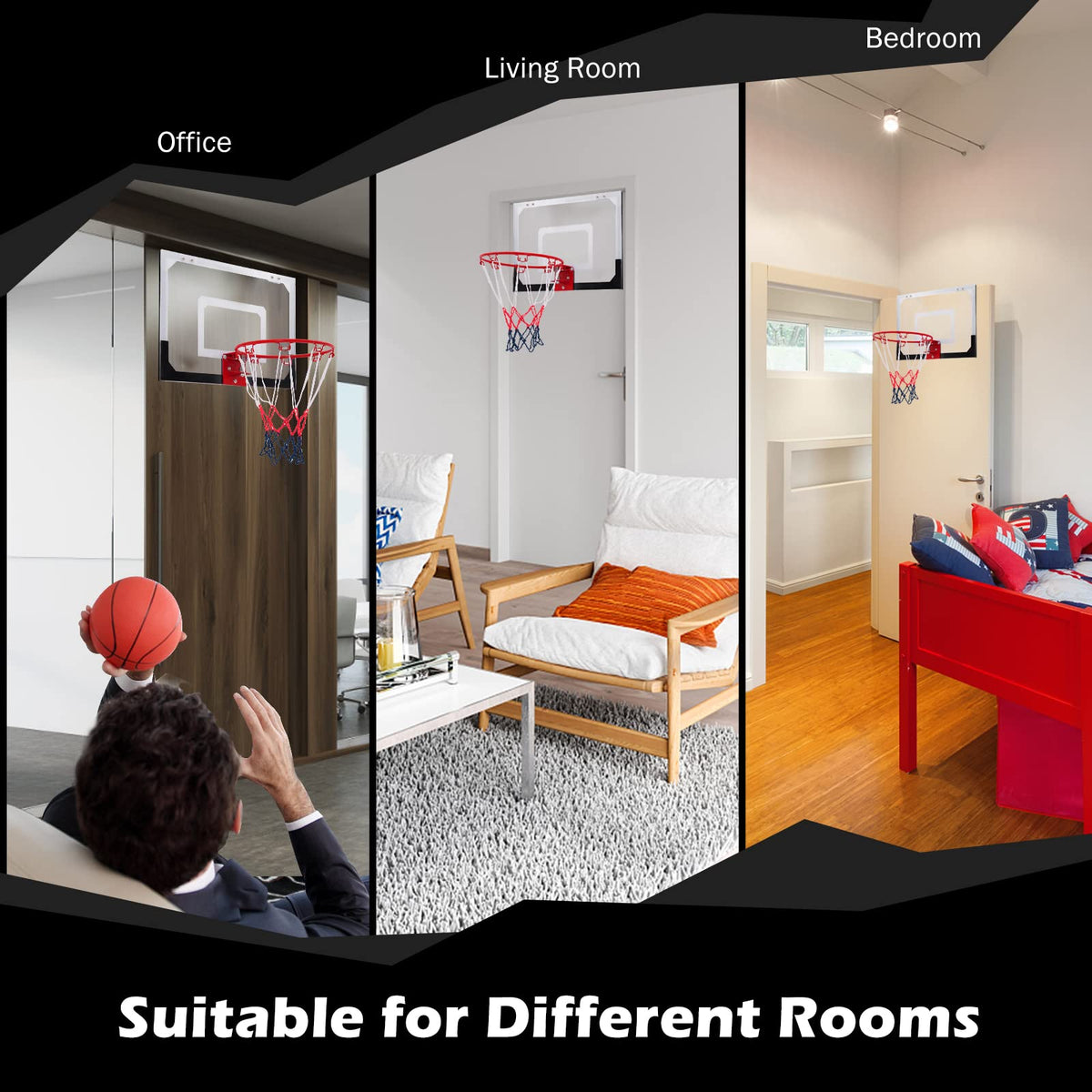 Over-The-Door Mini Basketball Hoop Set, Door & Wall Mounted Basketball Hoop W/Shatterproof Backboard