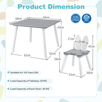 3 Pieces Kids Table and 2 Chairs Set for Arts, Crafts, Snack Time