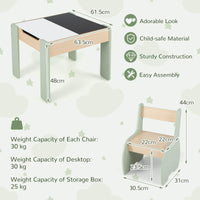 4-in-1 Wooden Kids Activity Table and Chair Set for Drawing and Studying