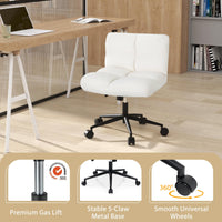 Giantex Cross Legged Chair with Wheels, Upholstered Home Office Chair