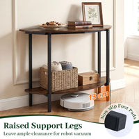 Half-moon Console Table with Open Storage Shelf and Anti-tip Kits for Living Room