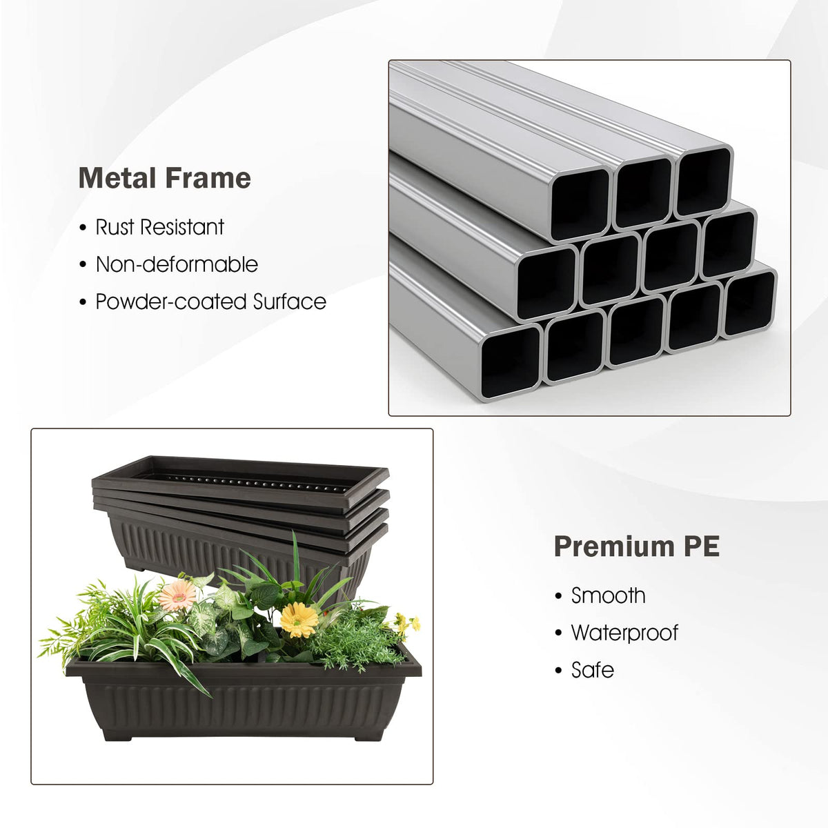 160 cm Vertical Raised Garden Bed, 4-Tier Elevated Planter Box