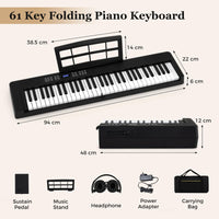 61-Key Foldable Piano Keyboard, Full-size Electronic Keyboard w/MIDI & Split Function