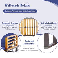 Patio Chaise Lounge Chair with Acacia Wood with Armrests for Poolside