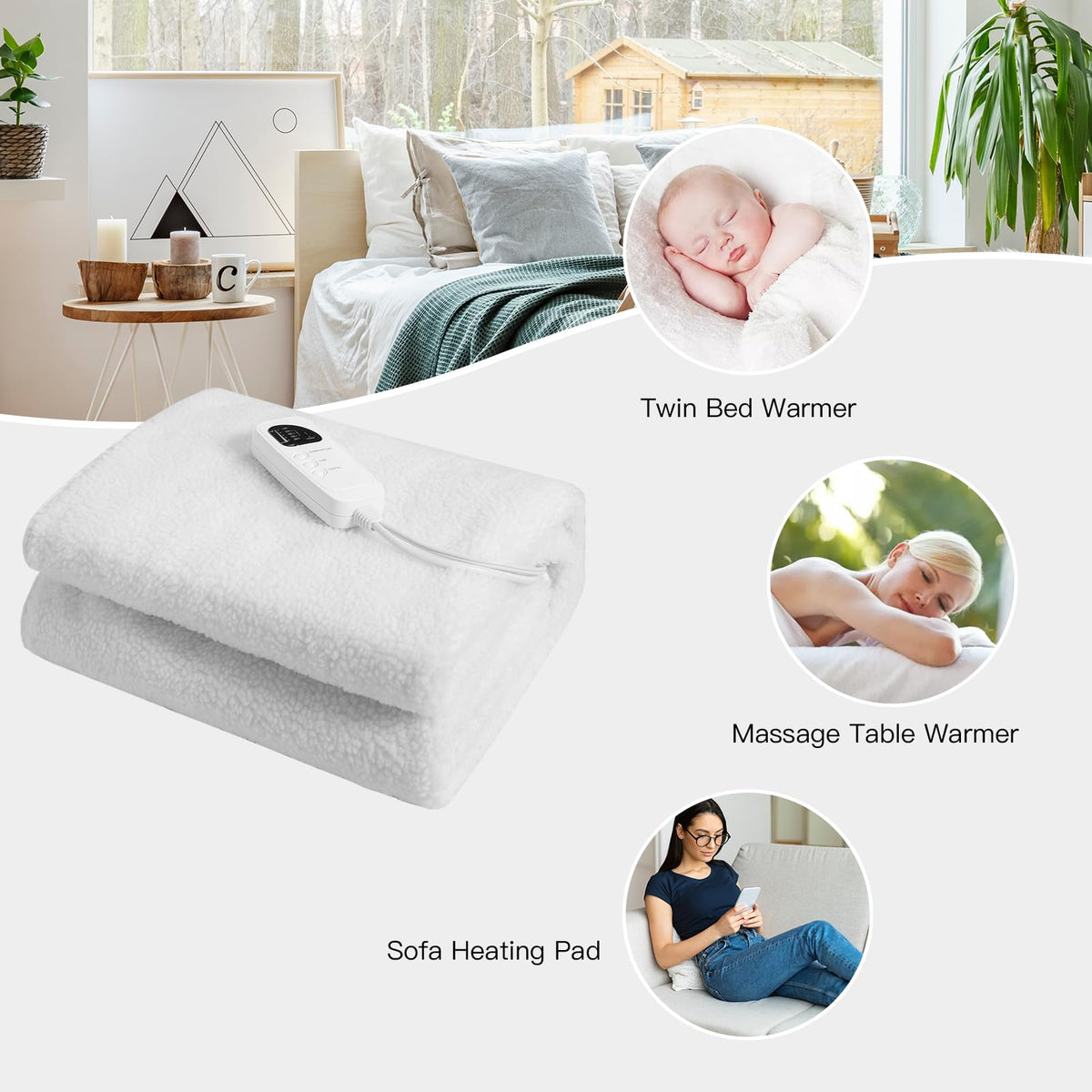 Electric Blanket Heated Mattress Pad with Overheat Auto-Off