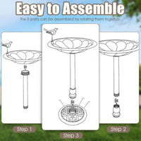 Garden Bird Bath with Sparrow Statue for Courtyard and Lawn