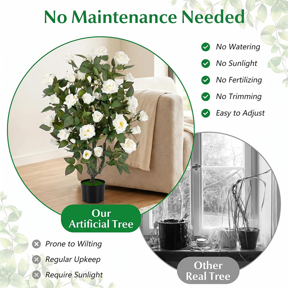 90cm Artificial Rose Tree Free Maintenance for Home Office Porch