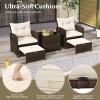 Outdoor 5 Piece Patio Rattan Furniture Setting for Poolside Backyard Lawn & Deck