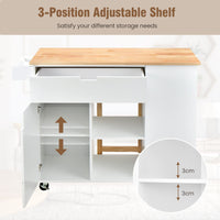 Giantex Kitchen Island Cart, Large Trolley Cart w/ Drop-Leaf Tabletop, Large Cabinet, 3 Drawers