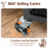 96CM/120CM Foldable Heavy-Duty Metal Dog Cage W/Lockable Rolling Casters, Removable Tray, 2 Lockable Doors