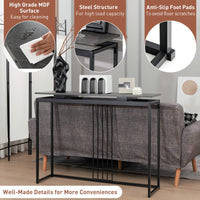 Giantex Faux Marble Console Table, Sofa Table w/Powder-Coated Steel Frame, Black