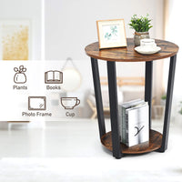 Giantex Round End Table, 2-Tier Metal Sofa Table w/Storage Shelf, Round Side Table