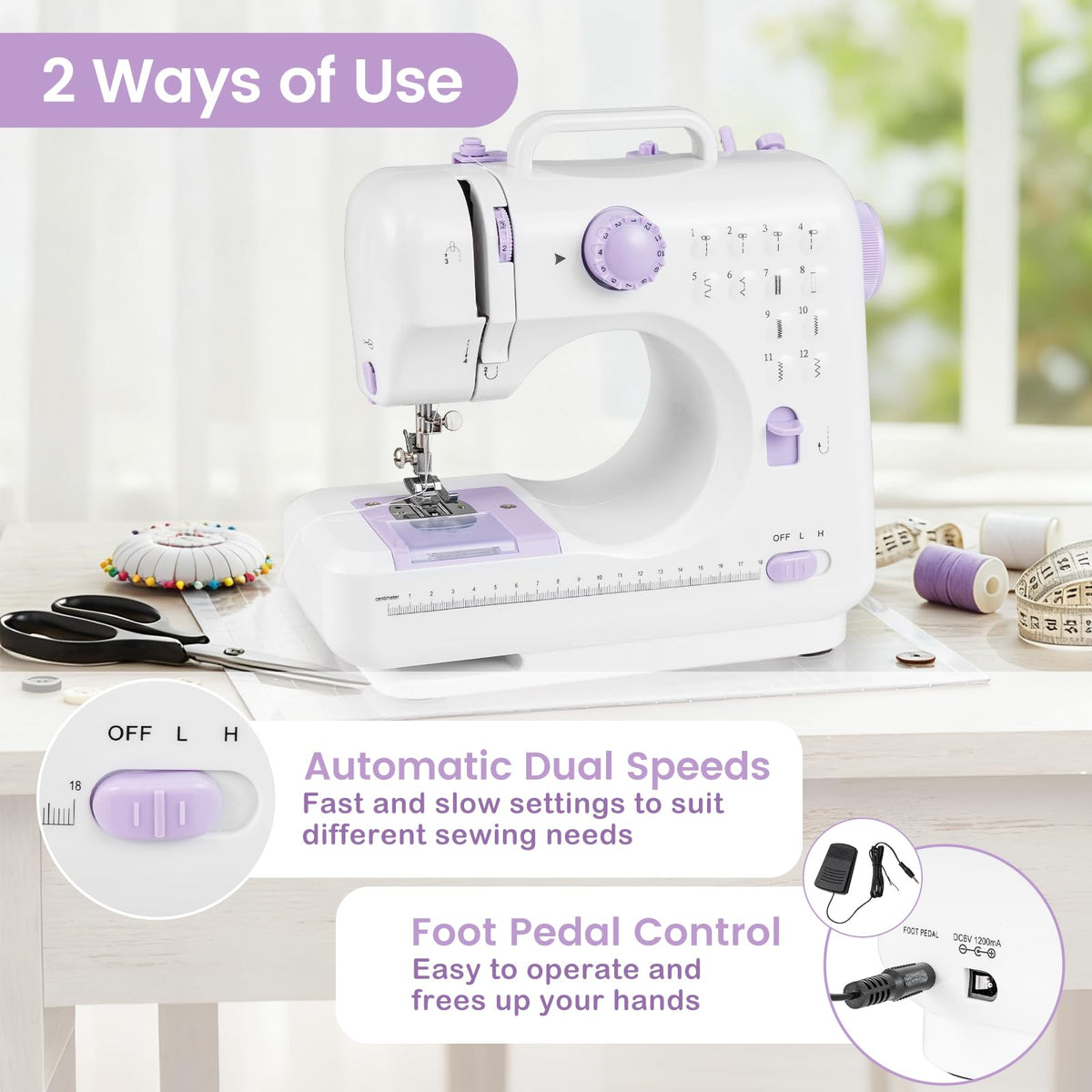 Mini Sewing Machine with 12 Built-in Stitches for Beginners