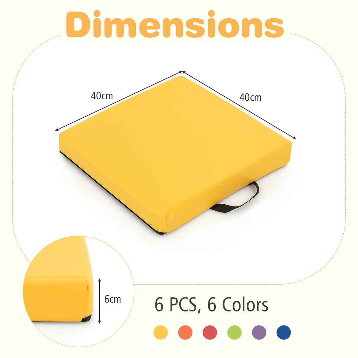 6 PCS Square Floor Cushions, Soft Sponge Floor Pillows