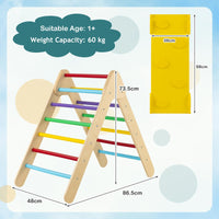 Wooden Climbing Triangle Ladder for Toddlers, 3 in 1 Pikler Triangle Climber with Reversible Ramp for Climb & Slide