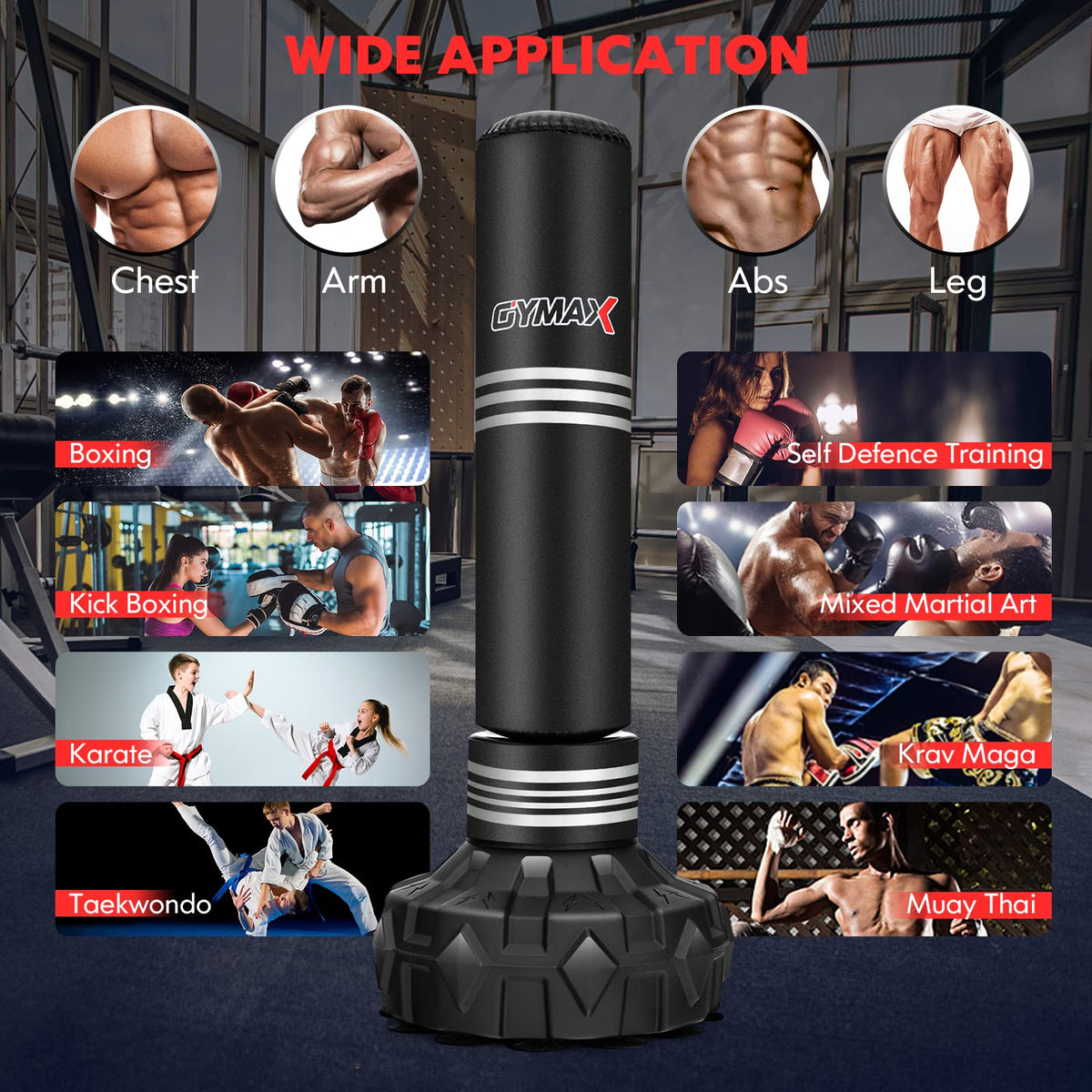 170 Freestanding Punching Bag Heavy Boxing Bag with Stand for Adults Youth Kids